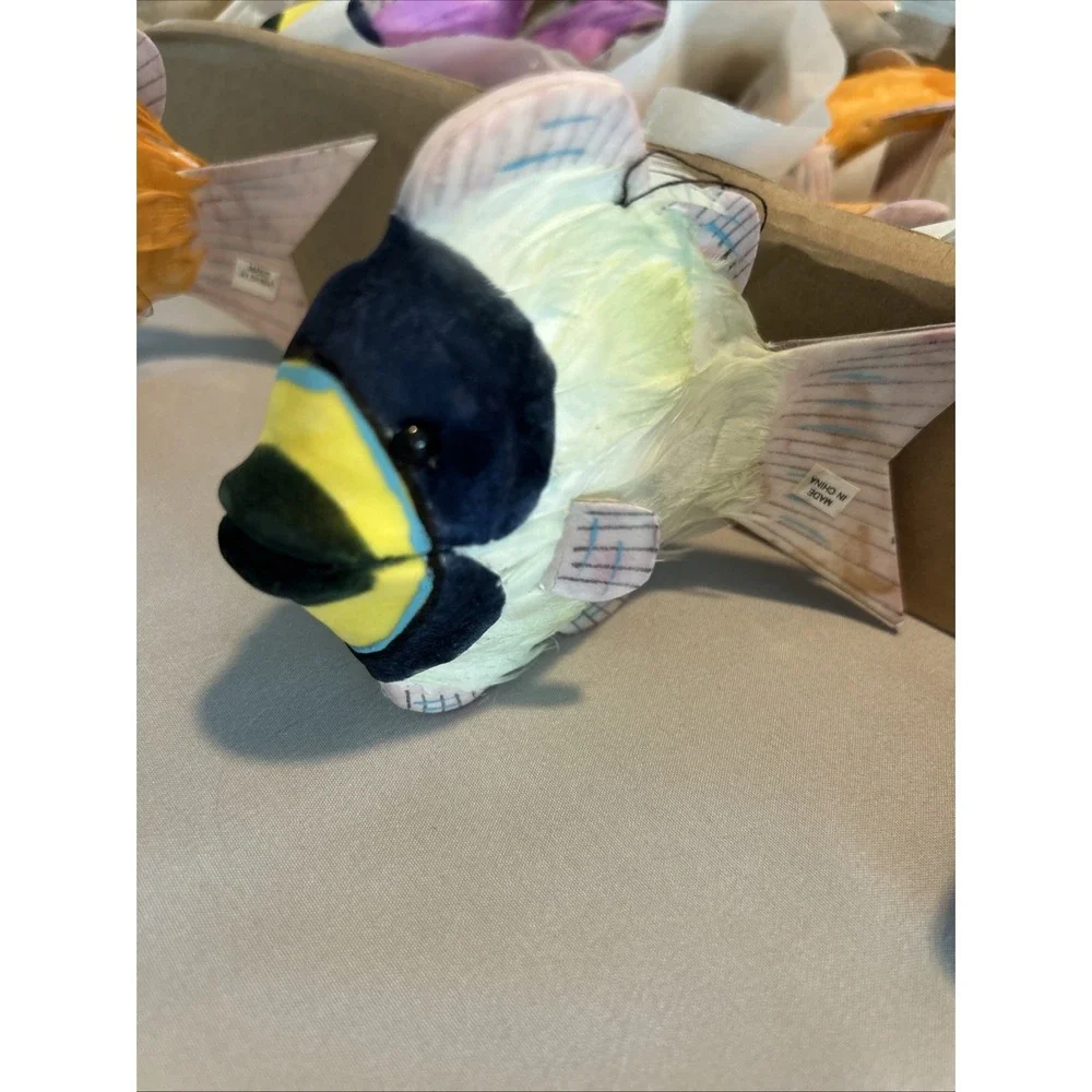 12 Colorful Decorative Paper Fish Hanging Made With‎ Real Bird Feathers